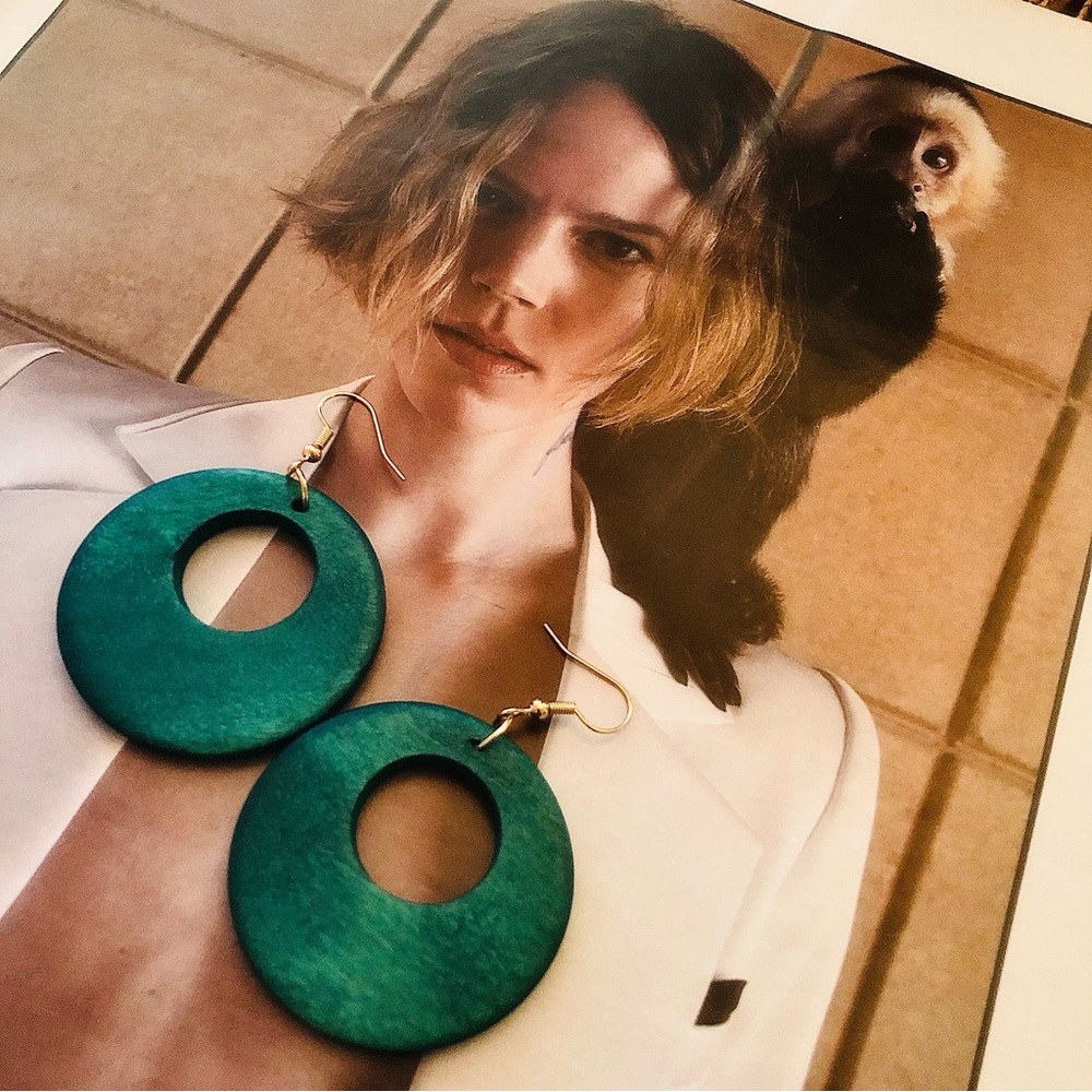 Three Bold & Bohemian: Ethnic-Inspired Wooden Dangle Earrings - Set - Picture 4 of 5